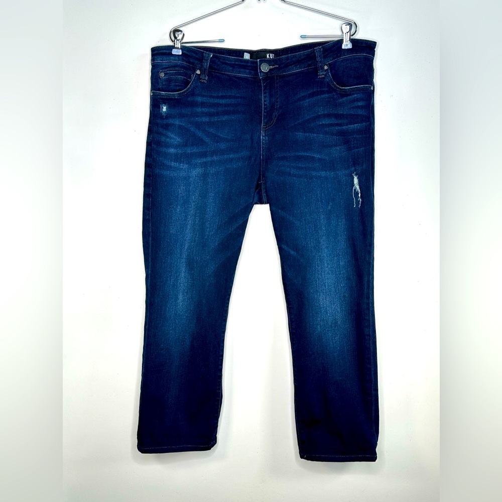 Kut From the Kloth Catherine Boyfriend Jeans Dark Wash Lightly Distressed Sz 16